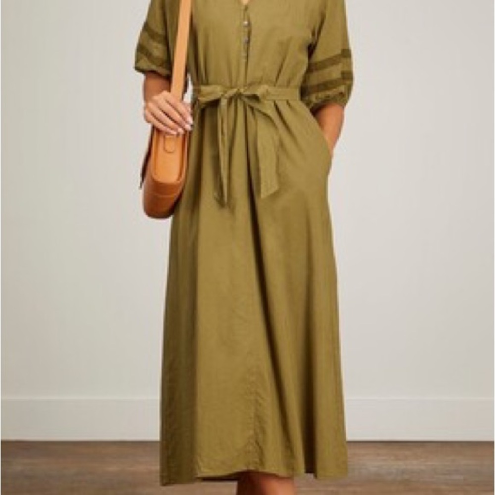 Xirena - Olive Green Midi Dress with Belt - New w tags